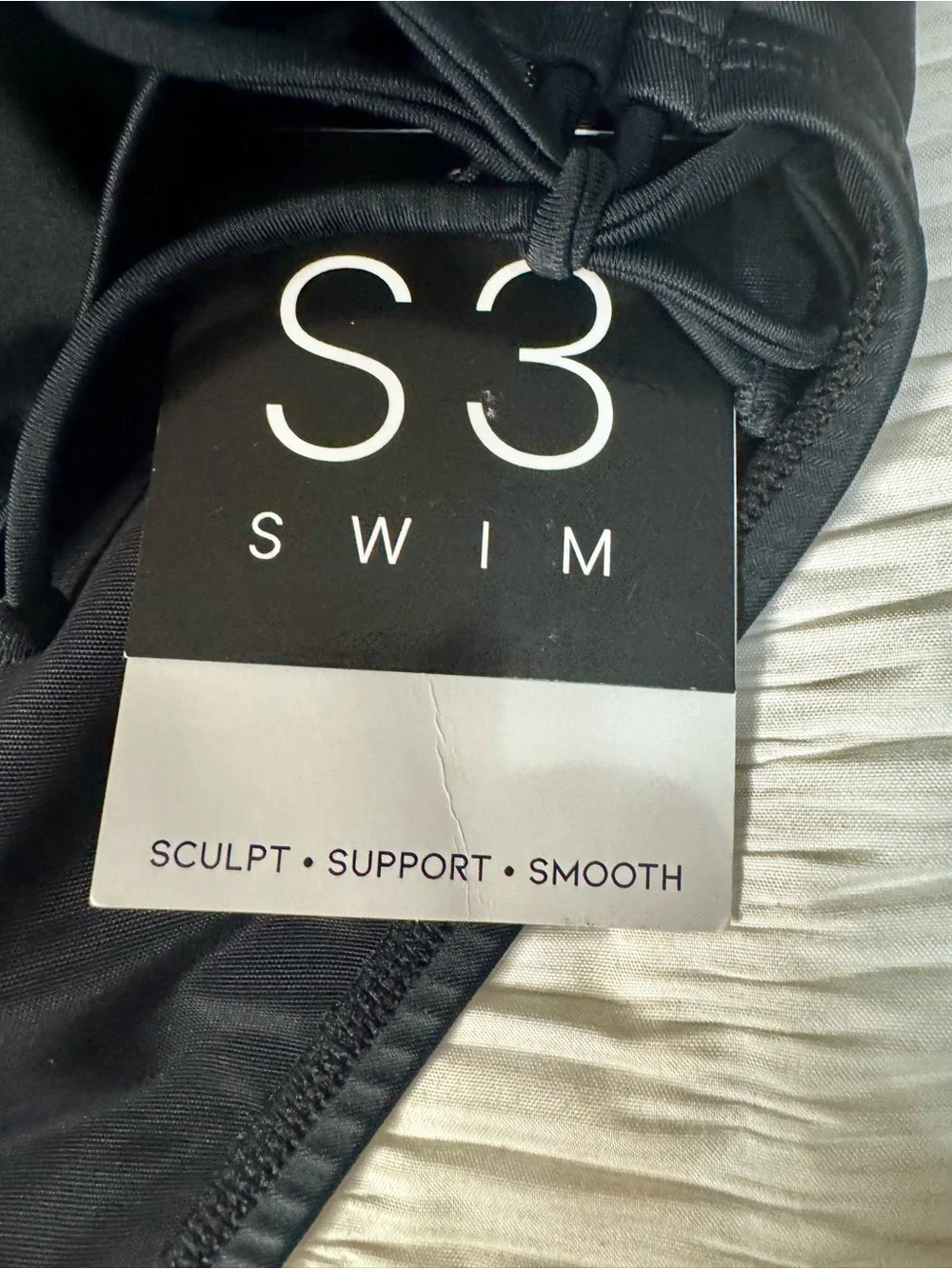 High-Waist Adjustable Black Swim Bottom